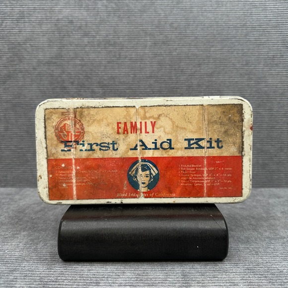 Blind Industries of California Other - Vintage Blind Industries of California Family First Aid Kit Metal Tin Sentinel